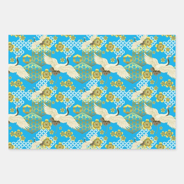 Chiyogami Yuzen Washi Style pattern Wrapping Paper Sheet (Front)