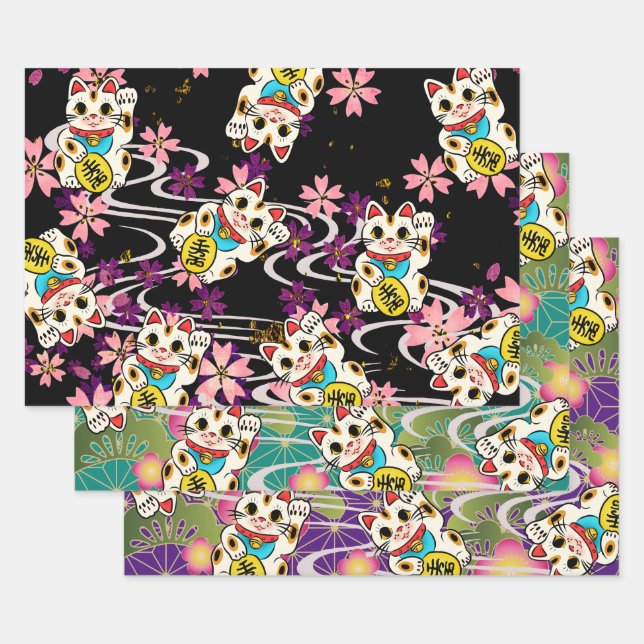 Chiyogami Yuzen Washi Style pattern Wrapping Paper Sheet (Set)