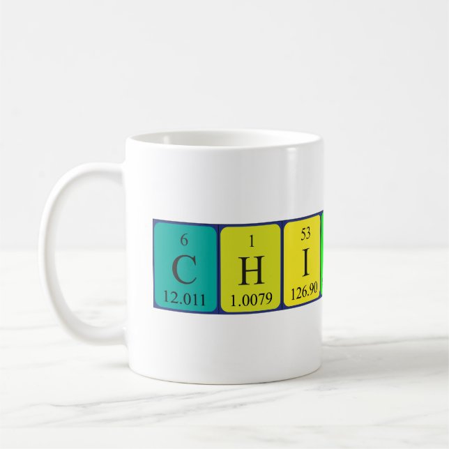 Chiyoko periodic table name mug (Left)