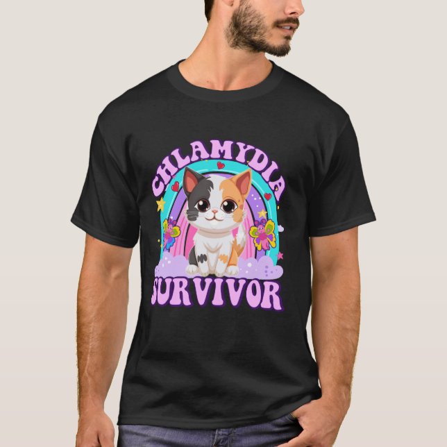 Chlamydia Survivor Cat Meme Funny Shirts for Men A (Front)