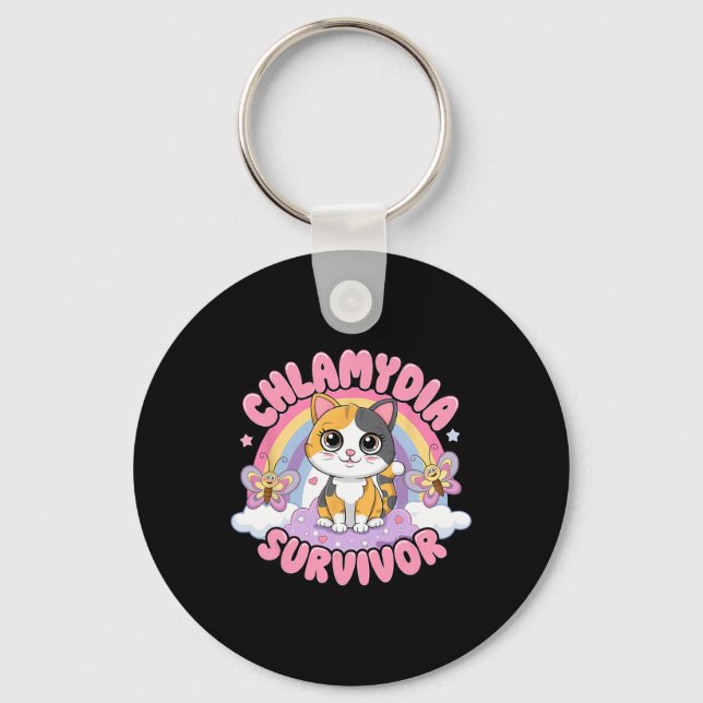 Chlamydia Survivor Cat Meme Funny Shirts For Men A Key Ring (Front)
