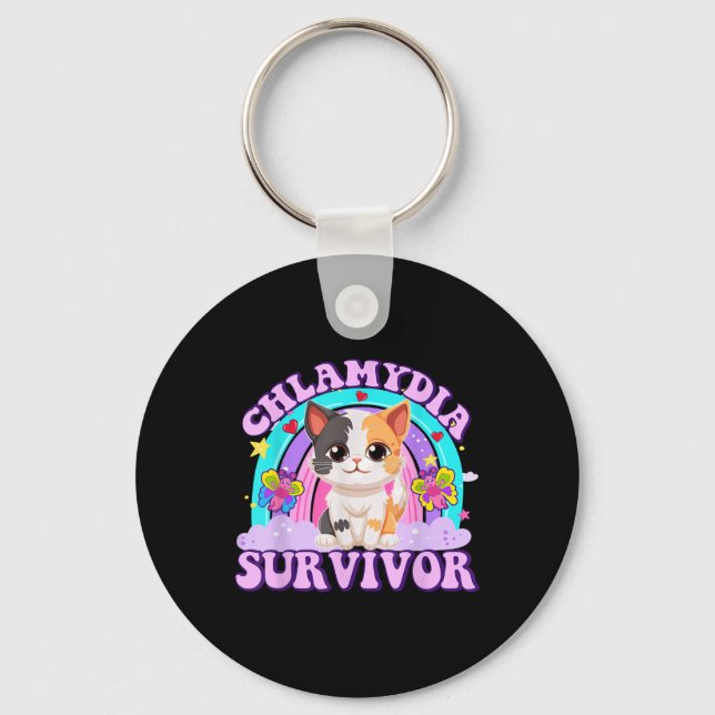 Chlamydia Survivor Cat Meme Funny Shirts For Men A Key Ring (Front)