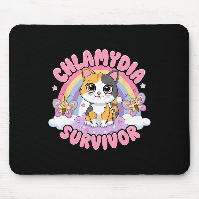 Chlamydia Survivor Cat Meme Funny Shirts For Men A Mouse Mat (Front)