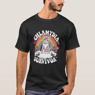 Chlamydia Survivor Cat Meme Rainbow Men Adult Humo T-Shirt