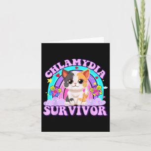 Chlamydia Survivor Cat Rainbow  Card