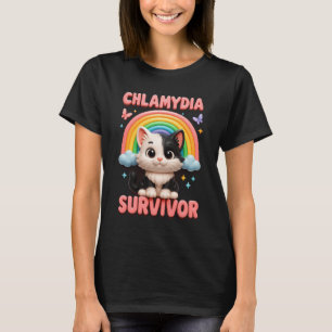 Chlamydia Survivor Cat Rainbow Cringe Weird Adult T-Shirt