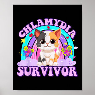 Chlamydia Survivor Cat Rainbow  Poster
