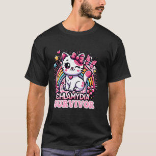 Chlamydia Survivor Funny Cat Sarcastic Y2K Humour T-Shirt