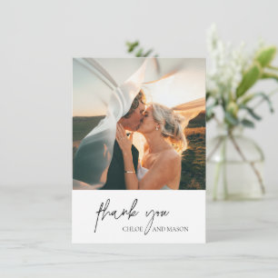 Chloe Black and White Elegant Wedding Thank You Card