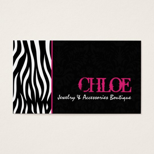 Chloe Black & Hot Pink Zebra Chic Business Card