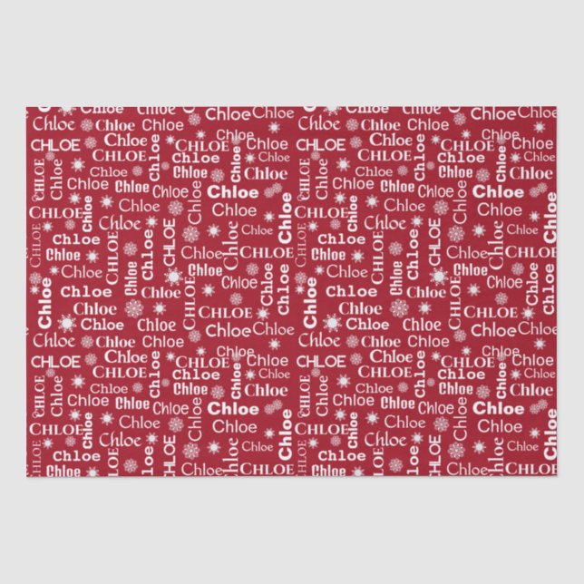 CHLOE Custom Name With Snowflakes  Tissue Paper (Front)