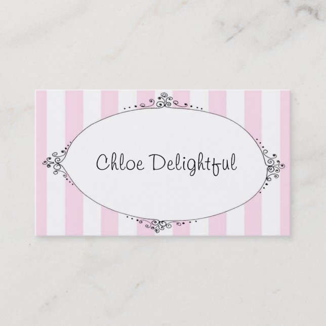 Chloe Delightful Pink Stripes Calling Cards (Front)