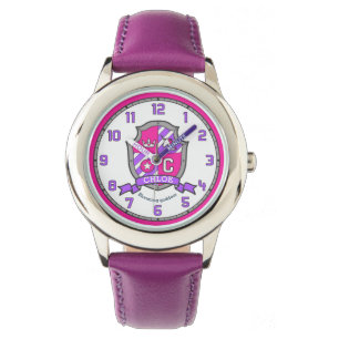 Chloe girls name meaning crest unicorn pink watch