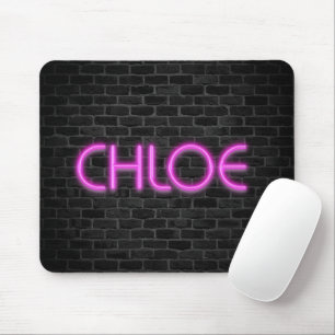 CHLOE In Pink Neon Lights Mouse Mat