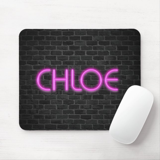 CHLOE In Pink Neon Lights  Mouse Mat (With Mouse)