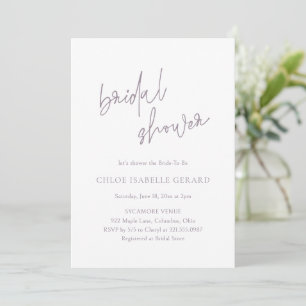 Chloe Lavender Fog Elegant Bridal Shower Invitation