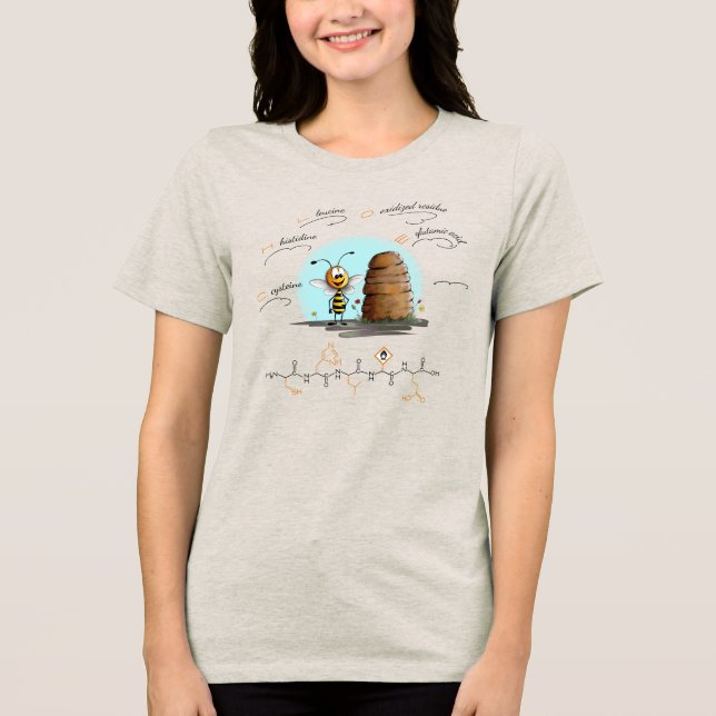 CHLOE peptide, Bee-3 w/ custom text, light Tri-Blend Shirt (Front)