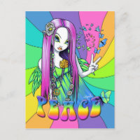 "Chloe" Rainbow Peace Hippie Fairy Postcard