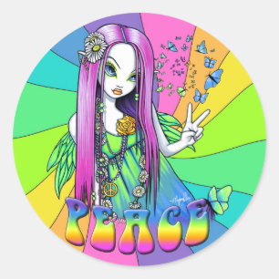 "Chloe" Rainbow Peace Hippie Fairy Sticker