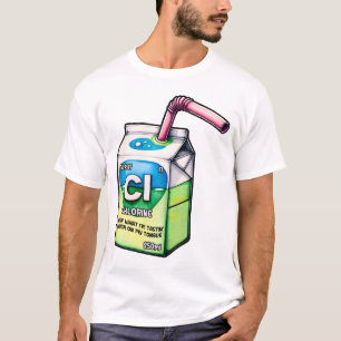 Chlorine Chemistry Pun Milk Carton Funny Science T-Shirt