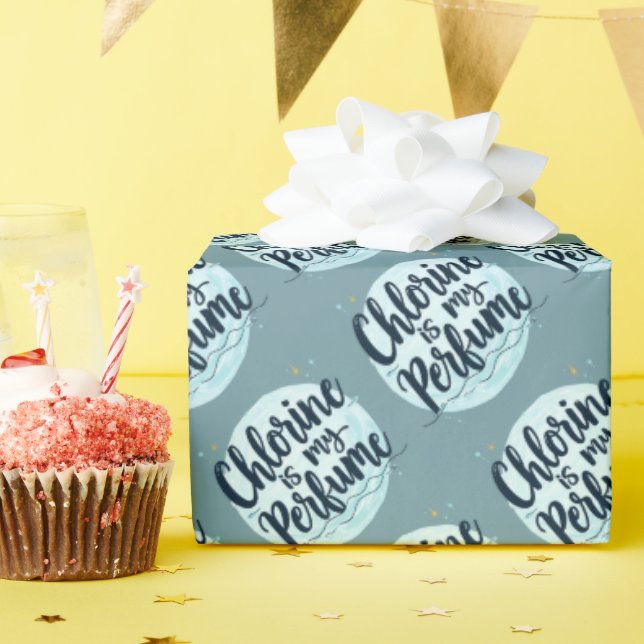 Chlorine Is My Perfume Funny Swimming Quote Wrapping Paper (Birthday Party)