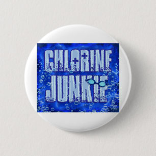 chlorine junkies 6 cm round badge