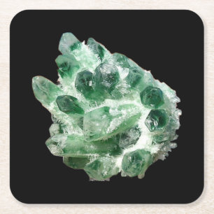 Chlorite Quartz Crystal Mineral Aesthetic Natural  Square Paper Coaster