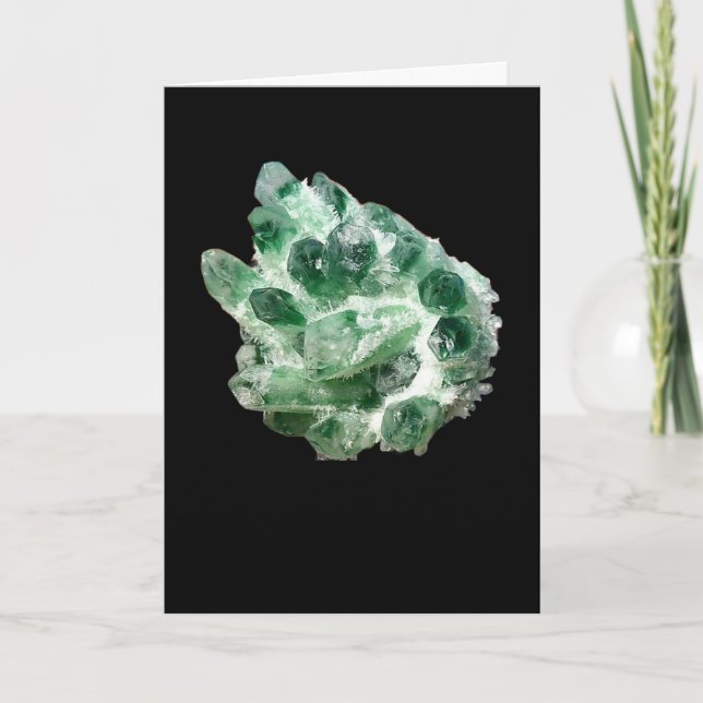 Chlorite Quartz Rock Crystal Cluster Add Own Text Card (Front)