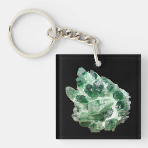 Chlorite Quartz Rock Crystal Natural Green Art Key Ring