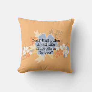 Chloroform Peach Grey Floral Flowers Throw Pillow