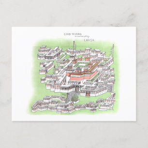 Cho-Khang Temple of Buddha at Lhasa 1902 Drawing Postcard