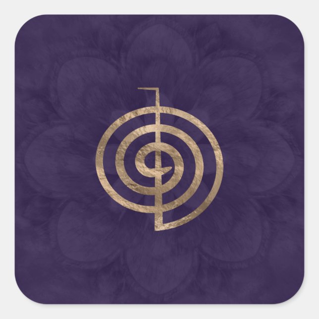 Cho Ku Rei - gold on purple lotus Square Sticker (Front)
