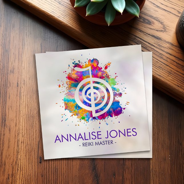 Cho ku Rei in colourful splatter Square Business Card (Creator Uploaded)