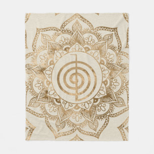 Cho Ku Rei - pastel gold lotus mandala Fleece Blanket