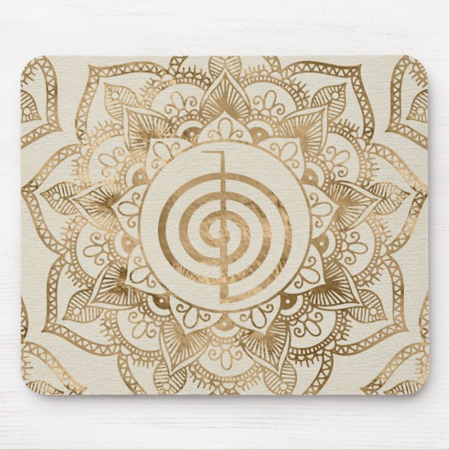 Cho Ku Rei - pastel gold lotus mandala Mouse Mat (Front)