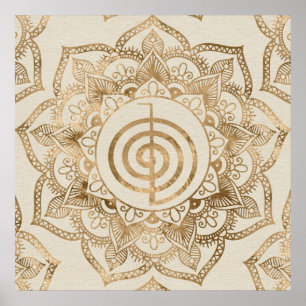 Cho Ku Rei - pastel gold lotus mandala Poster