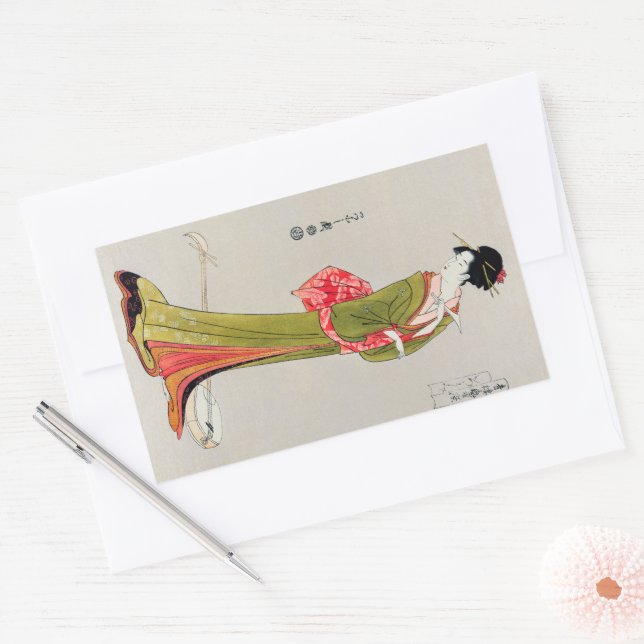 Chobunsai Eishi japan geisha Japan Painting art wo Rectangular Sticker (Envelope)