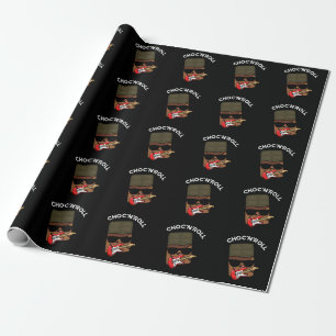 Choc And Roll Funny Chocolate Pun Dark BG Wrapping Paper