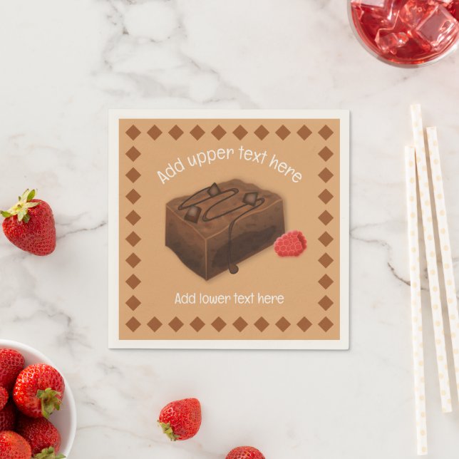 Choc Brownie Square and Raspberry - your event on  Napkin (Insitu)