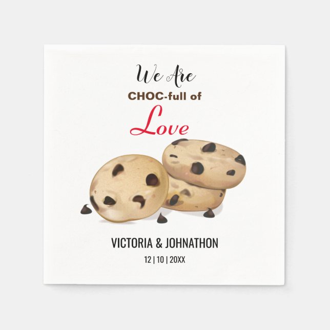 Choc-Full Of Love Cookie Thank You | Wedding Treat Napkin (Front)