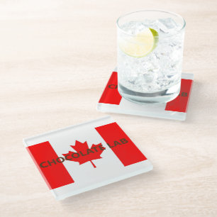 choc lab name Canadian-Flag Glass Coaster