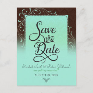 Choc Mint Decor Vintage Save the Date Postcard