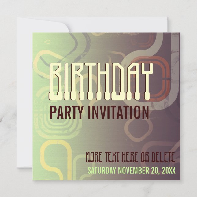 Choc Mint Retro Electro Party Birthday Invitation (Front)