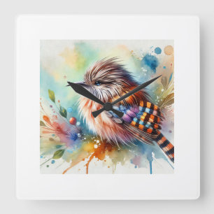 Chochita Bird 080824AREF104 - Watercolor Square Wall Clock