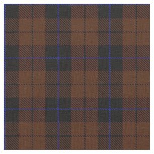 Chocholate Dark brown plaid with blue stripe black Fabric