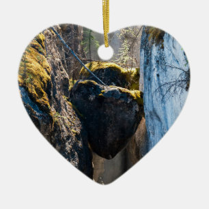 Chockstones in Maligne Canyon - Alberta, Canada Ceramic Tree Decoration