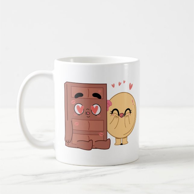 Choco And Pancake Couples Love Valentine Matching  Coffee Mug (Left)