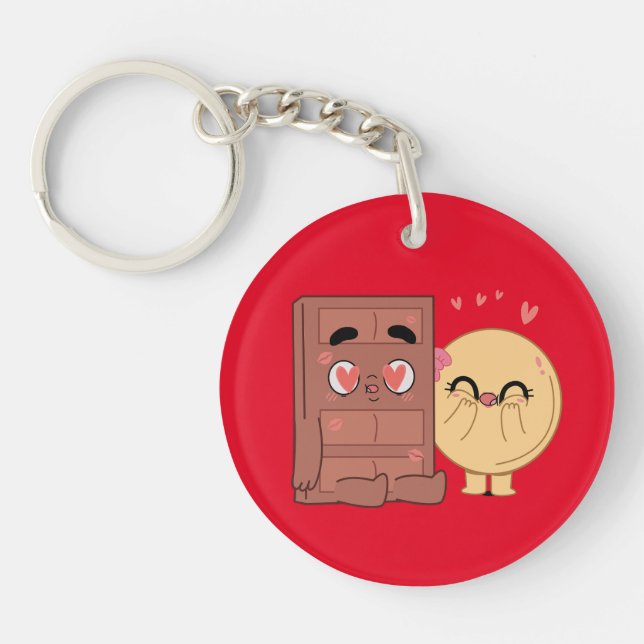 Choco And Pancake Couples Love Valentine Matching  Key Ring (Front)