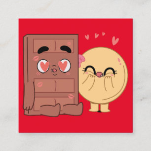 Choco And Pancake Couples Love Valentine Matching Square Business Card