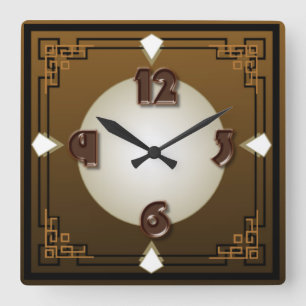 Choco art deco square wall clock